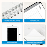 product features dual twin wire binding, laminated tabs, 5x8 size, and quality paper