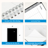product features dual twin wire binding, laminated tabs, 5.875x8.625 size, and quality paper