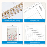 planner features twin wire o binding, monthly tabs, and optimizing planning size