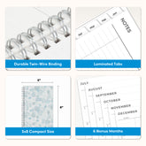 planner features twin wire o binding, monthly tabs, and optimizing planning size