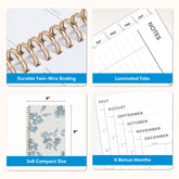 planner features twin wire o binding, monthly tabs, and optimizing planning size
