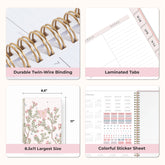 planner features twin wire o binding, monthly tabs, and optimizing planning size