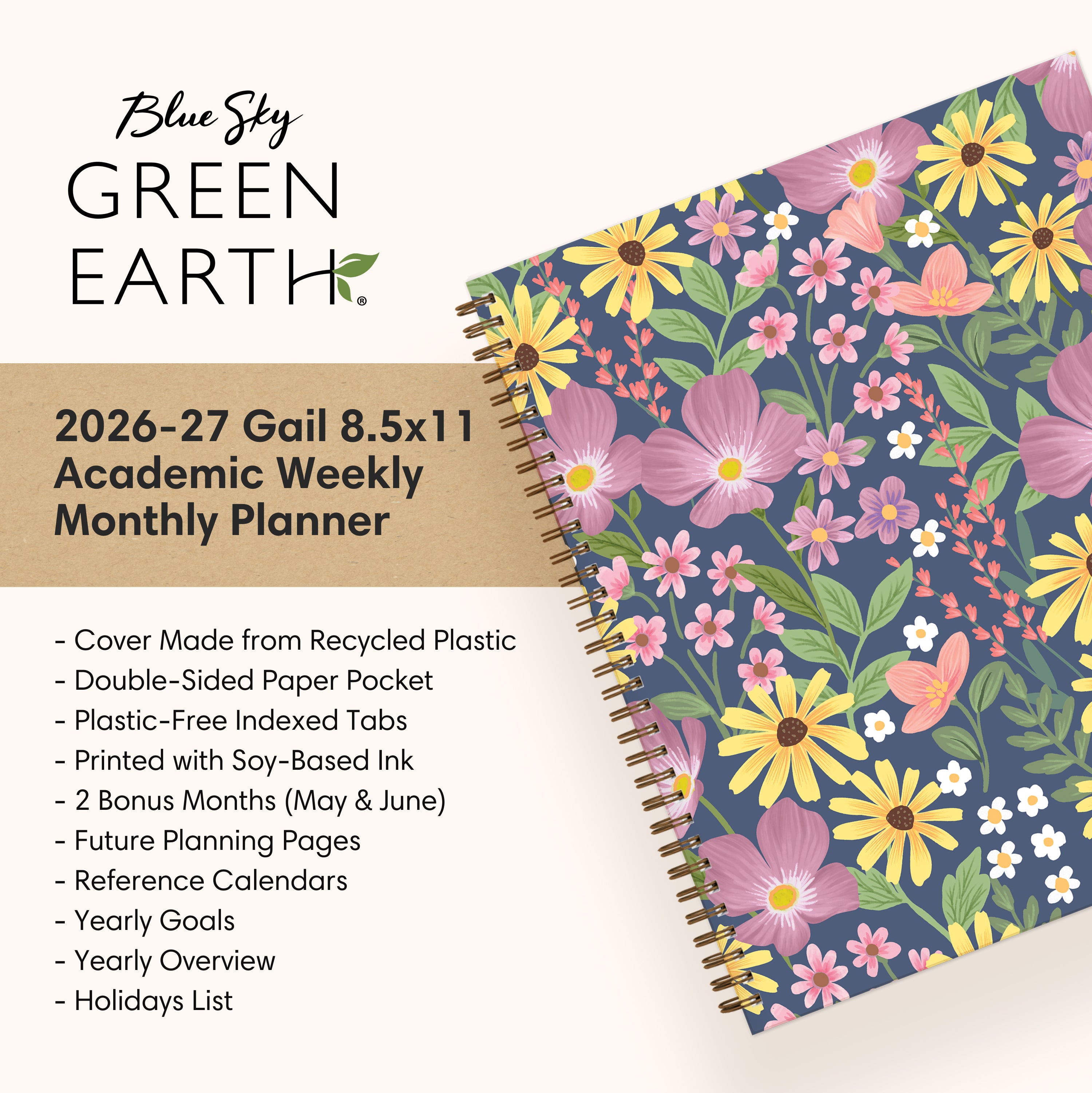 the academic planner features lots of content pages in addition to your monthly and weekly pages, yearly goals, contacts page
