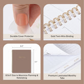 planner features twin wire o binding, monthly tabs, and optimizing planning size