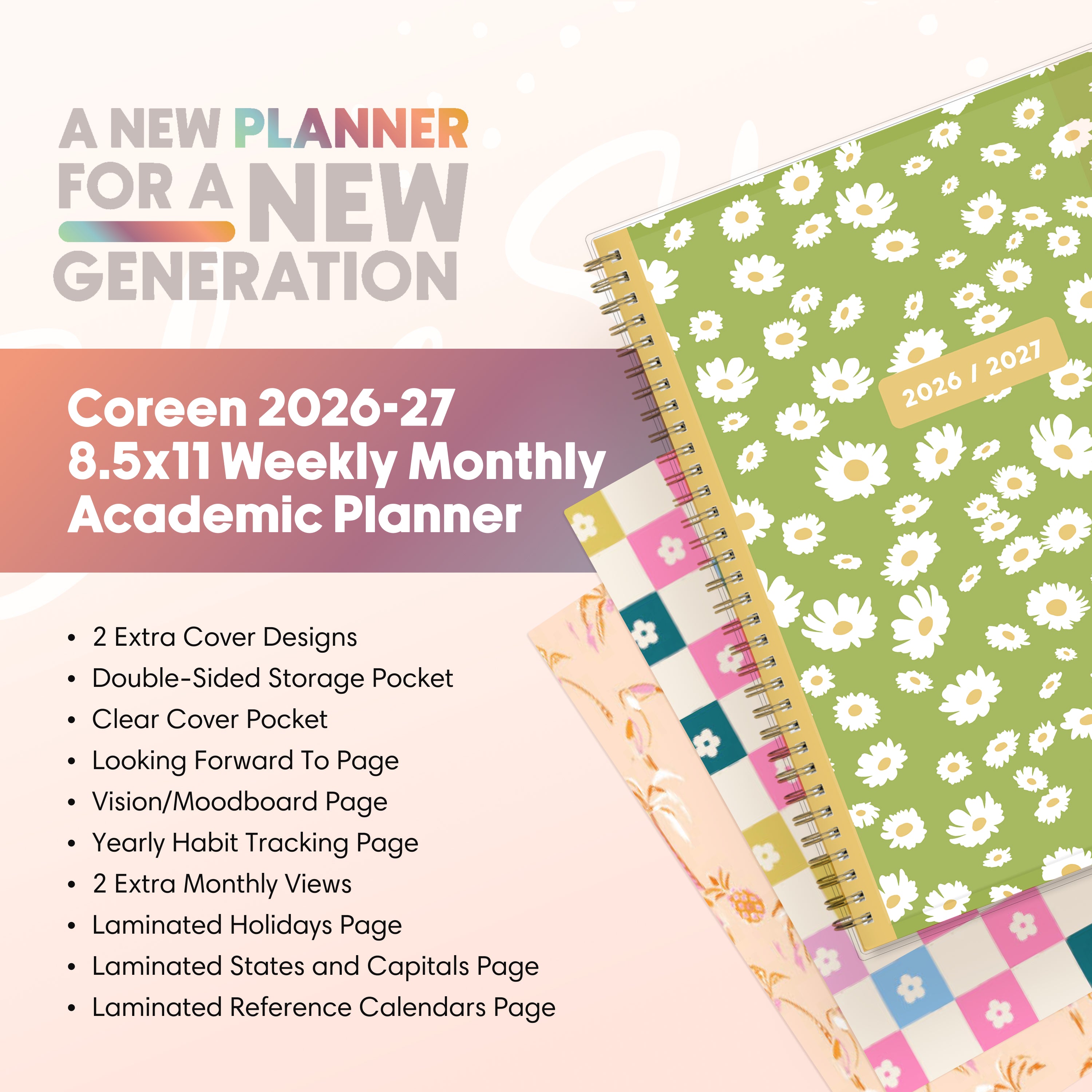 the academic planner features lots of content pages in addition to your monthly and weekly pages, yearly goals, contacts page
