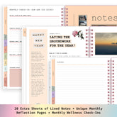 planner featuring bonus content like yearly overview, important dates, holidays, states and capitals