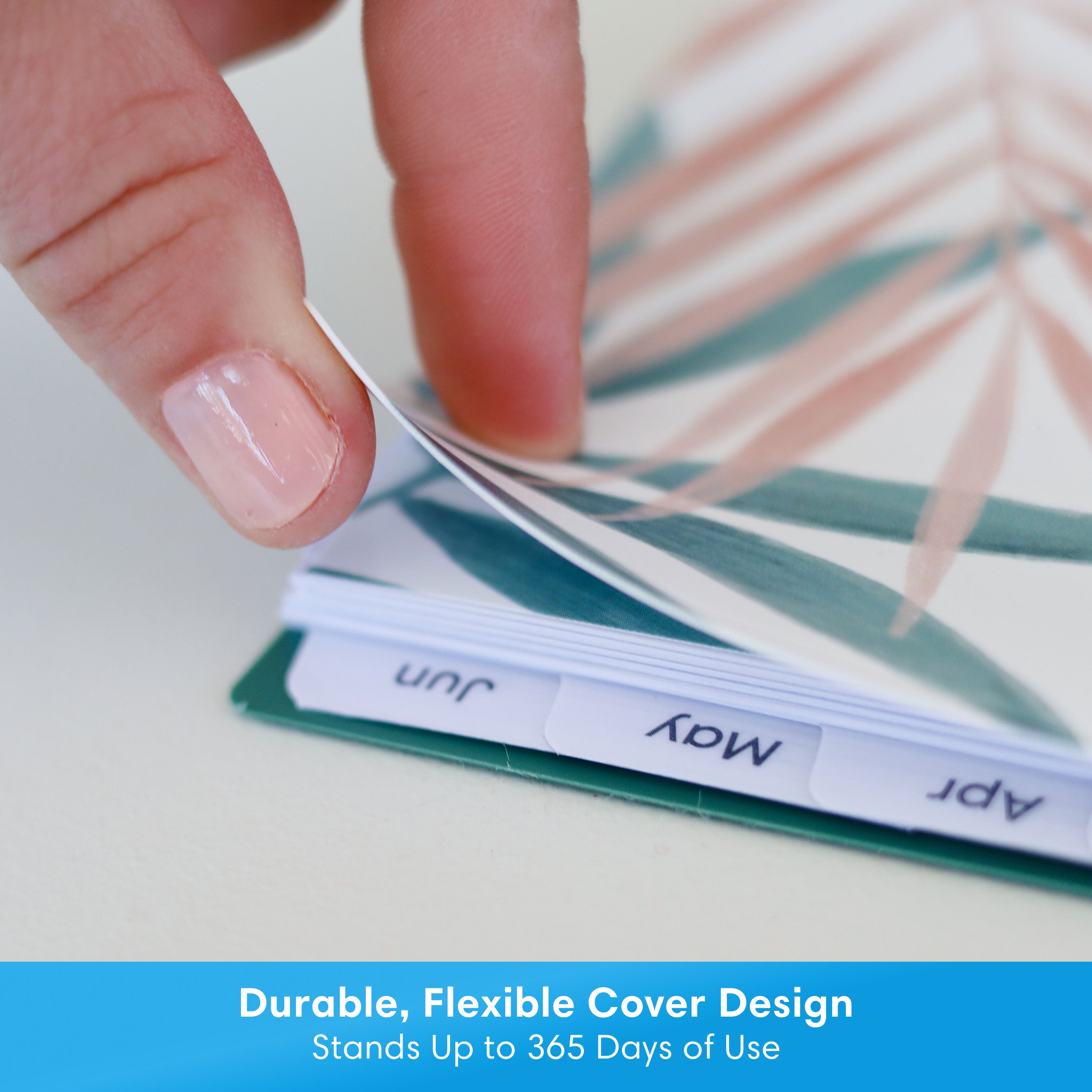 flexible front cover with laminated monthly tabs
