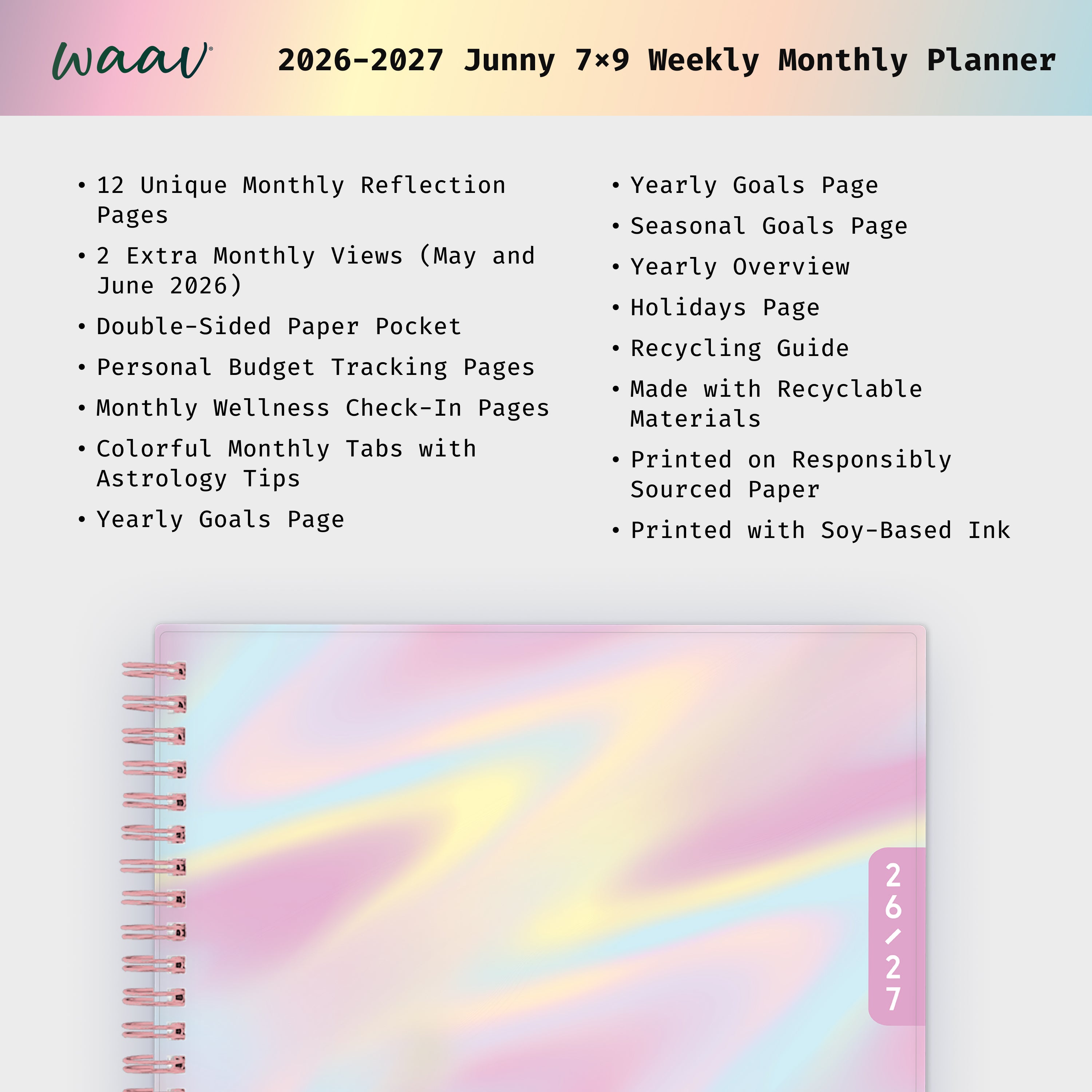 the academic planner features lots of content pages in addition to your monthly and weekly pages, yearly goals, contacts page
