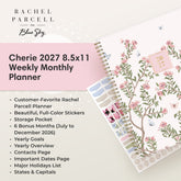 planner featuring bonus content like yearly overview, important dates, holidays, states and capitals