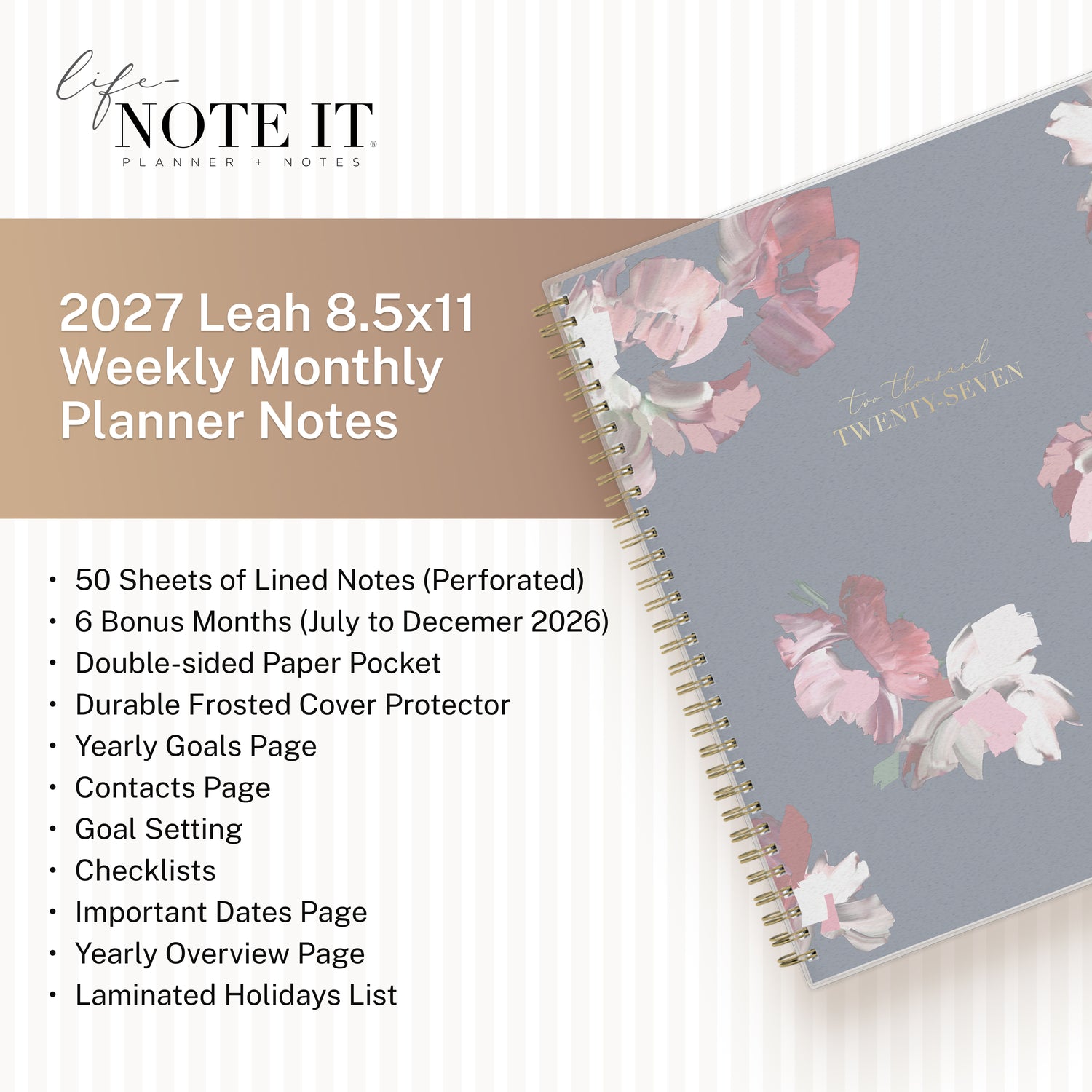 planner featuring bonus content like yearly overview, important dates, holidays, states and capitals