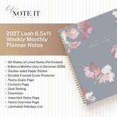 planner featuring bonus content like yearly overview, important dates, holidays, states and capitals