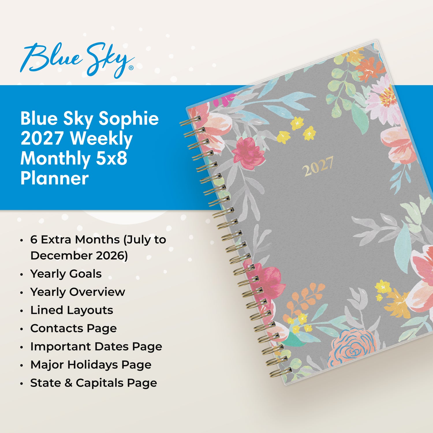 Sophie 2027 Weekly Monthly 5x8 Planning Calendar
