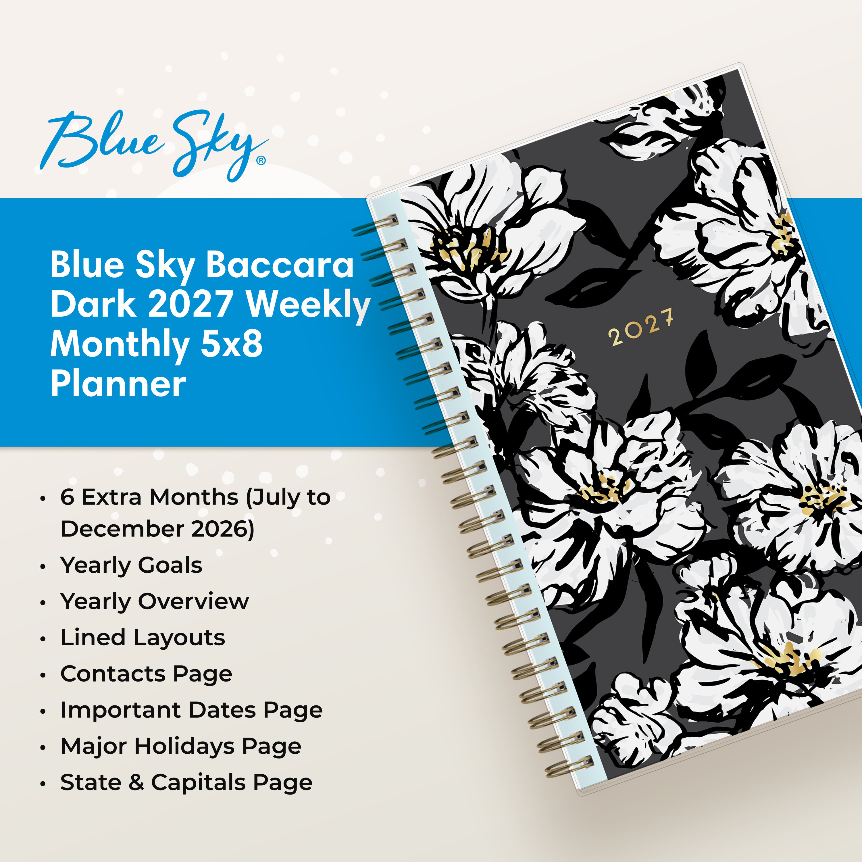 planner featuring bonus content like yearly overview, important dates, holidays, states and capitals