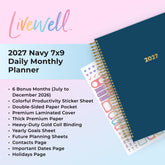 planner featuring bonus content like yearly overview, important dates, holidays, states and capitals, sticker sheets, thick paper and nice coil
