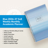 the academic planner features lots of content pages in addition to your monthly and weekly pages, yearly goals, contacts page
