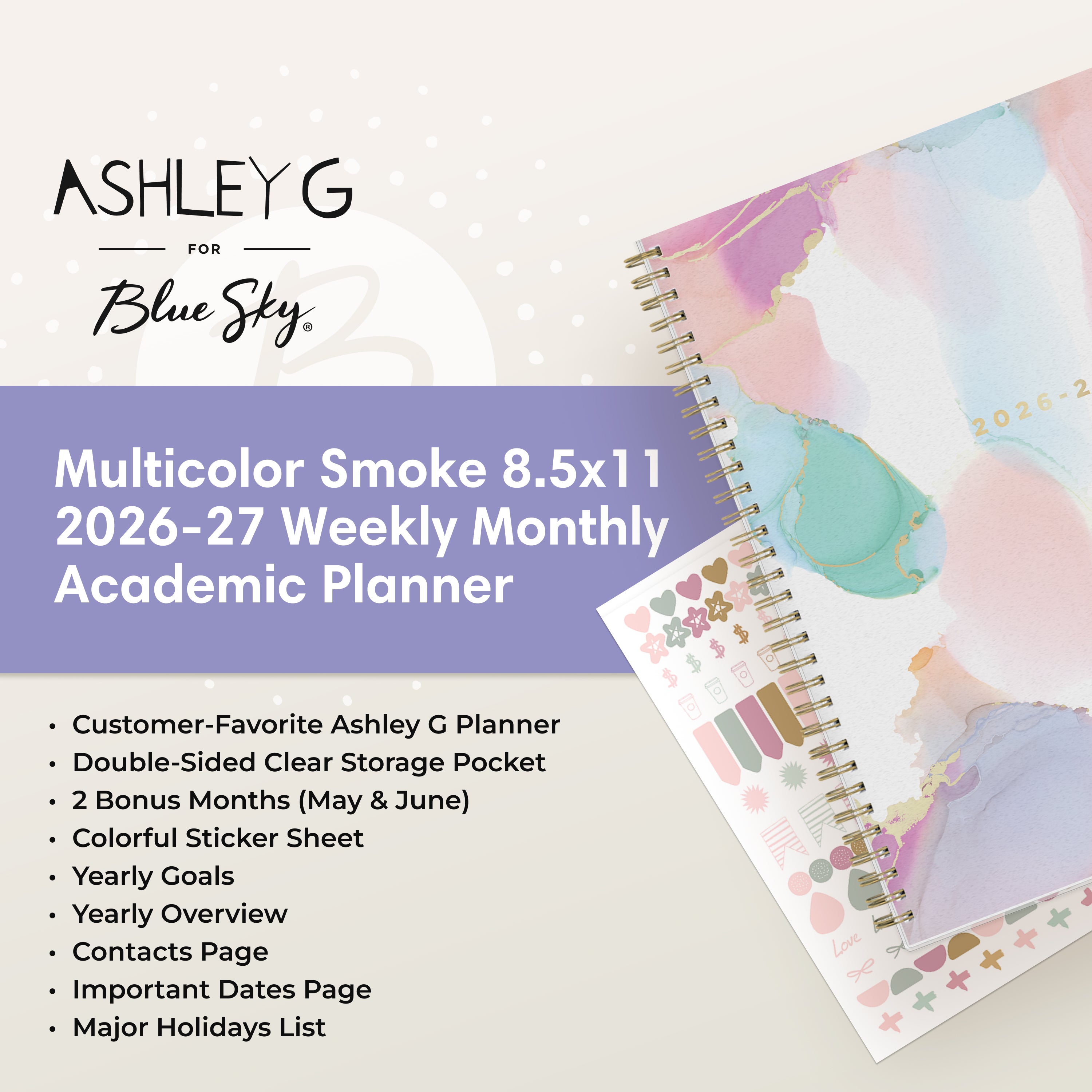 the academic planner features lots of content pages in addition to your monthly and weekly pages, yearly goals, contacts page
