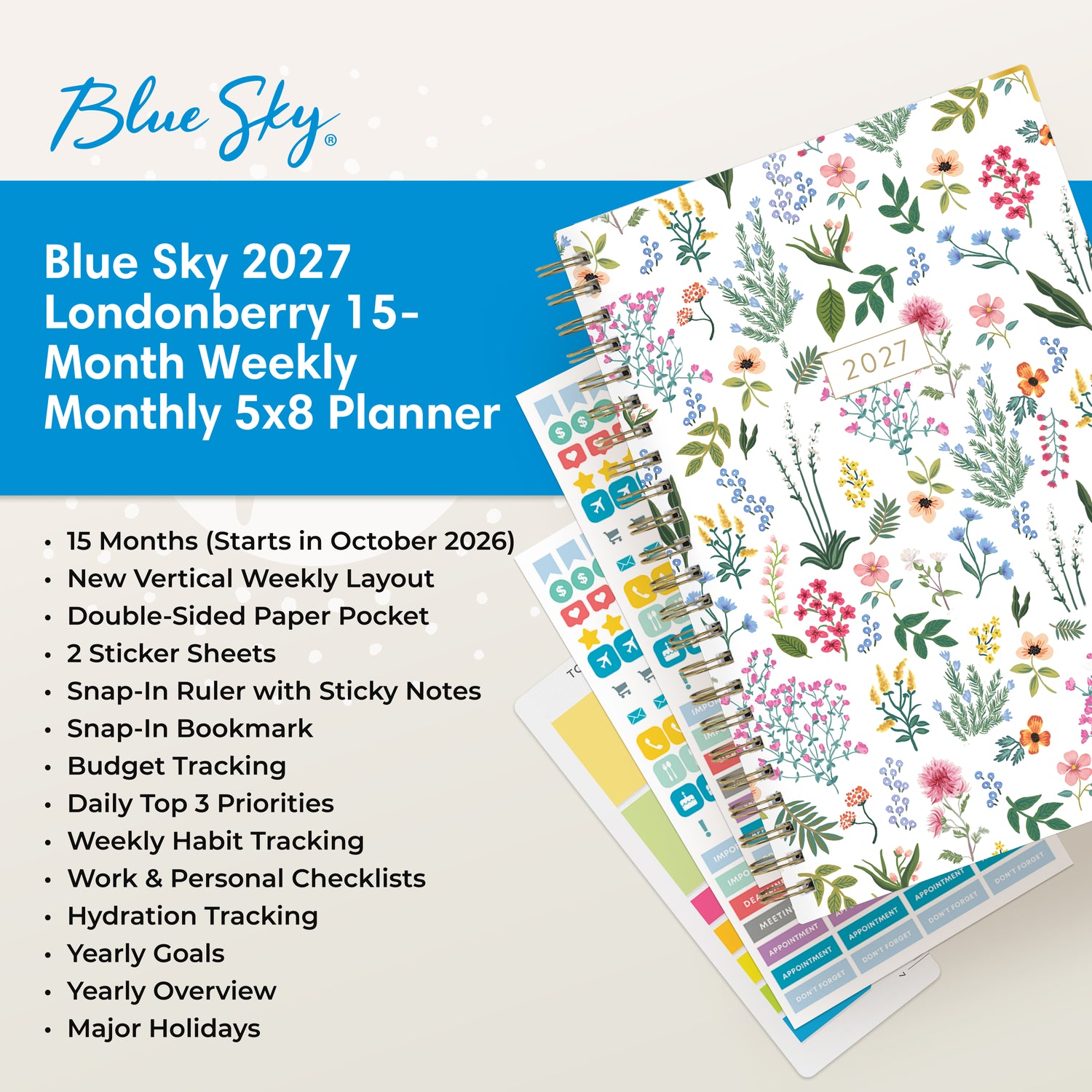 planner featuring bonus content like yearly overview, important dates, holidays, states and capitals
