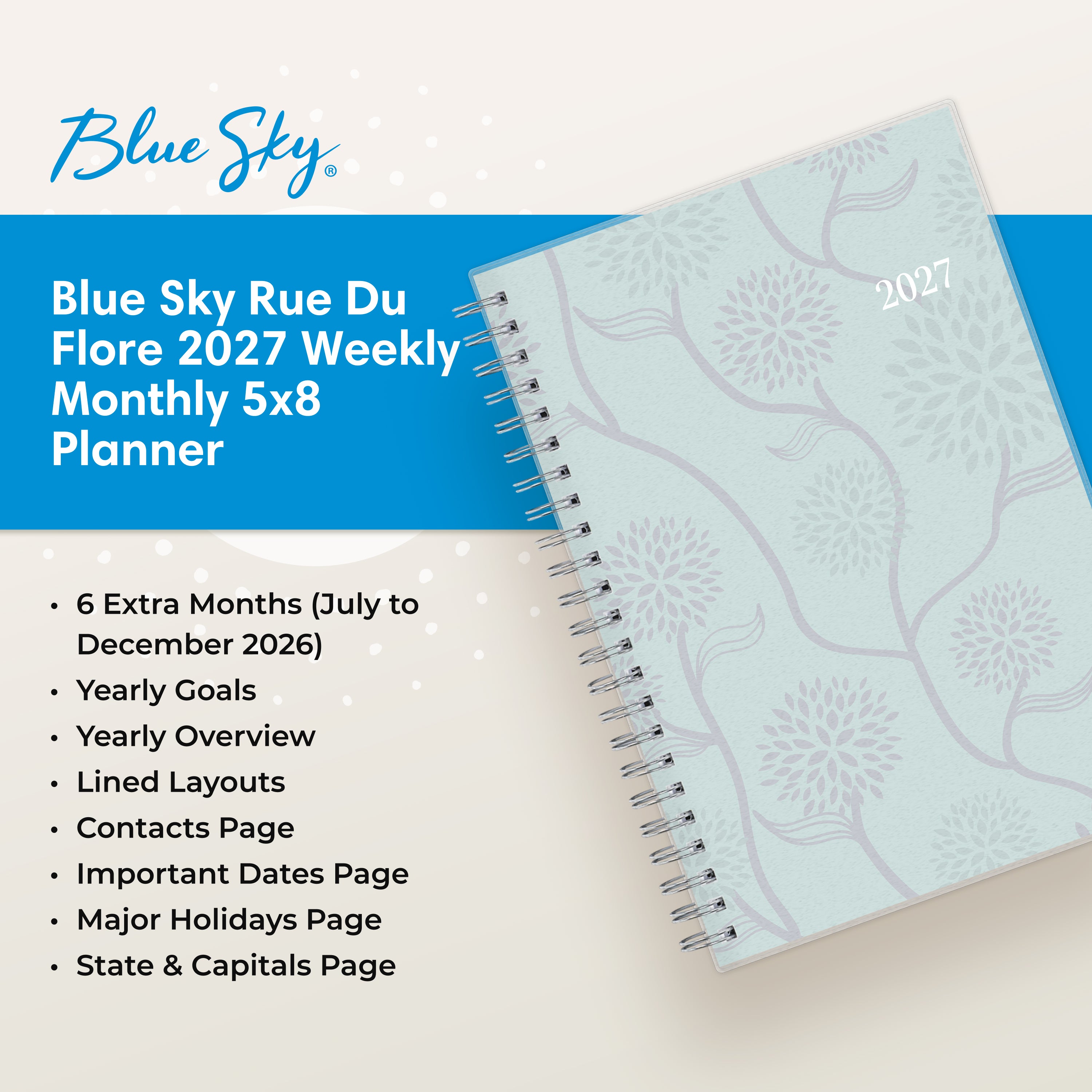 planner featuring bonus content like yearly overview, important dates, holidays, states and capitals