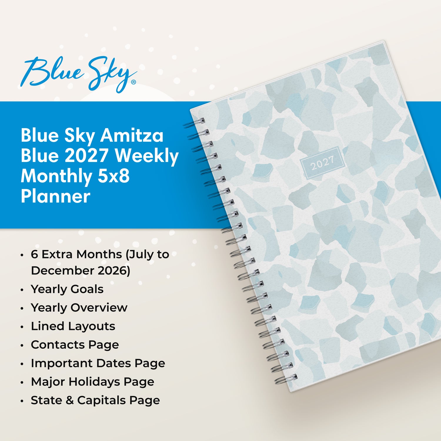 planner featuring bonus content like yearly overview, important dates, holidays, states and capitals