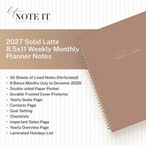 planner featuring bonus content like yearly overview, important dates, holidays, states and capitals