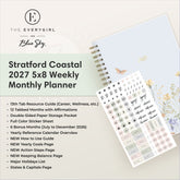 planner featuring bonus content like yearly overview, important dates, holidays, states and capitals