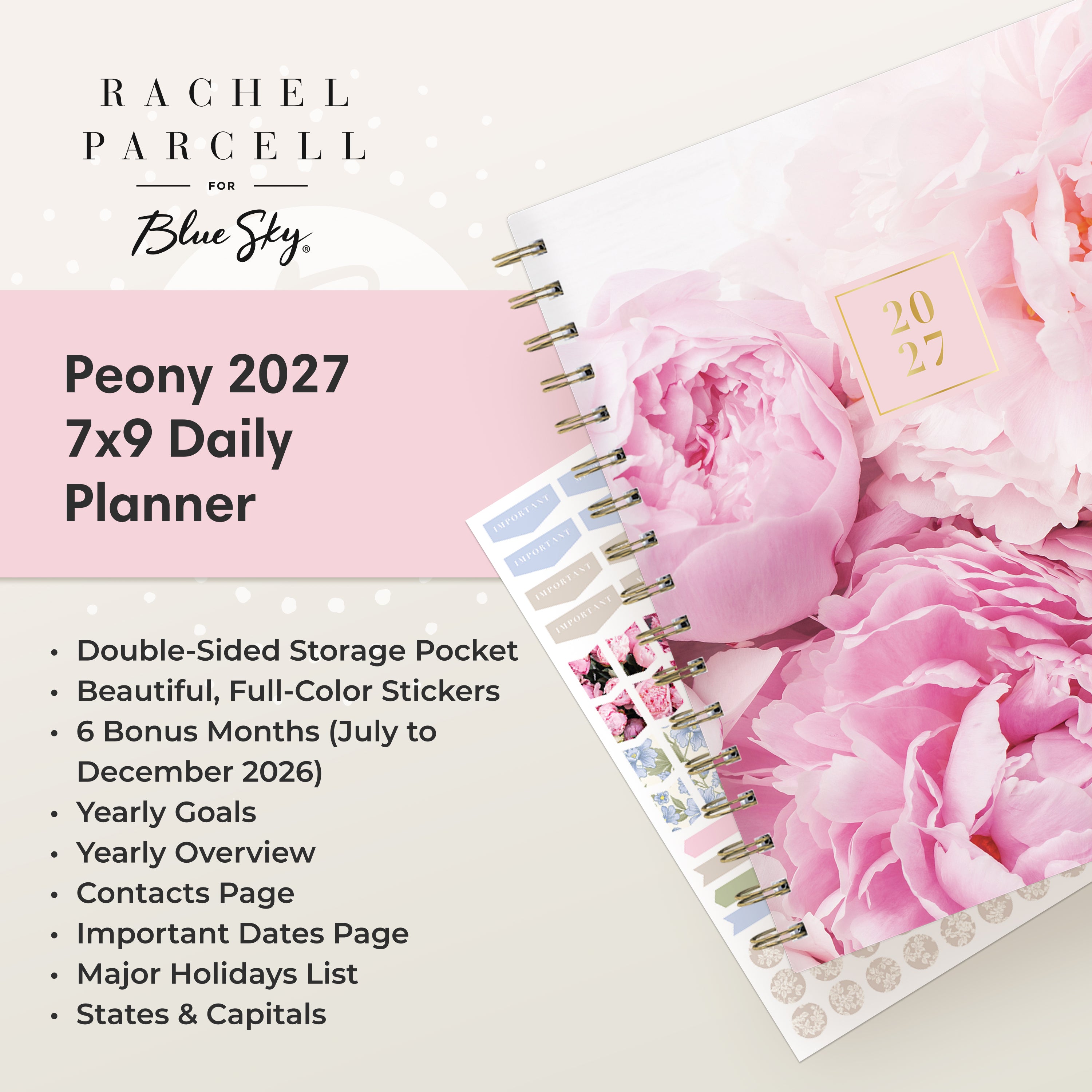planner featuring bonus content like yearly overview, important dates, holidays, states and capitals
