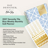 planner featuring bonus content like yearly overview, important dates, holidays, states and capitals