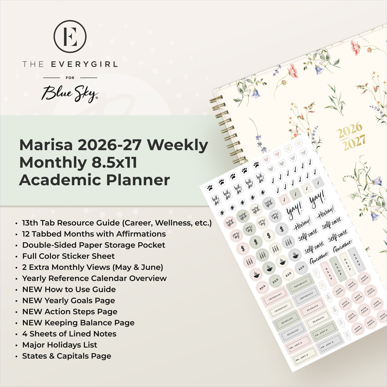 the academic planner features lots of content pages in addition to your monthly and weekly pages, yearly goals, contacts page
