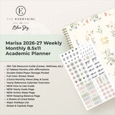 the academic planner features lots of content pages in addition to your monthly and weekly pages, yearly goals, contacts page
