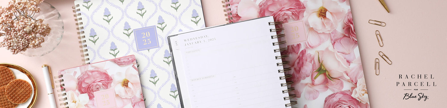 2025 Rachel Parcell x Blue Sky collection on a desk 