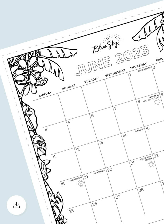 Monthly Printable Calendars – Blue Sky