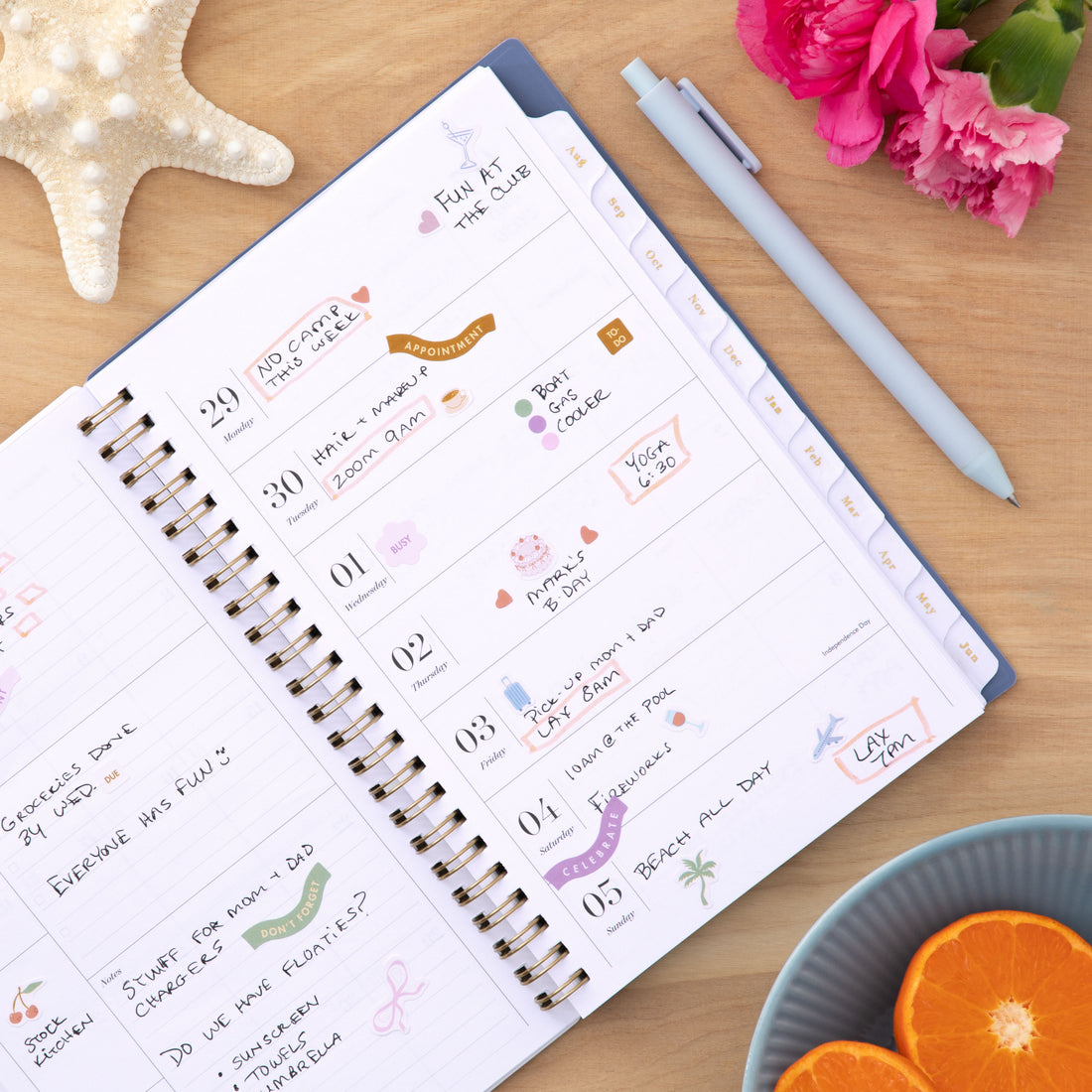 Mahana Blue 2026-2027 Weekly 5x8 Planning Calendar - Sincerely Jules