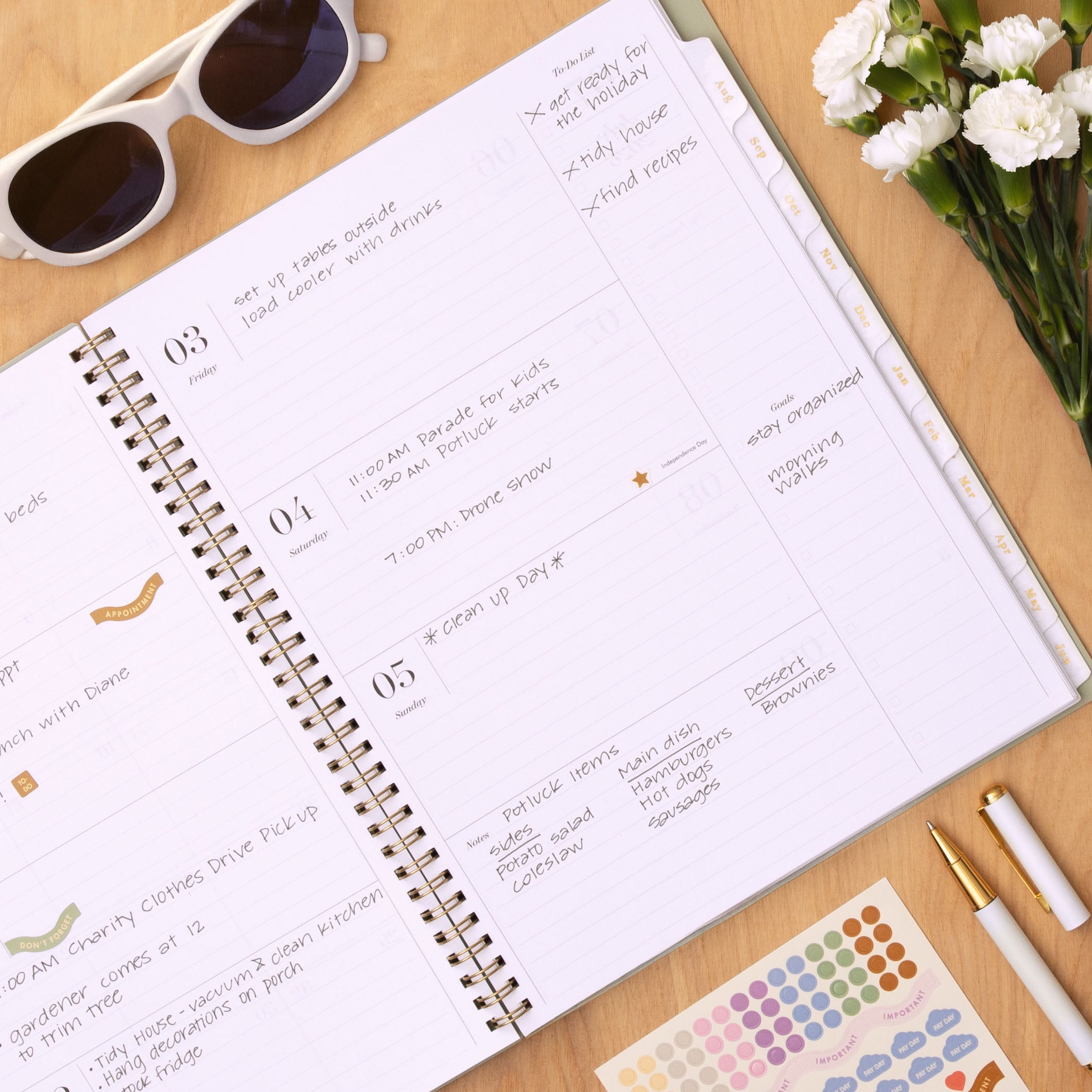 weekly open spread for this sincerely jules x blue sky planner featuring ample lined writing space