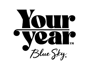 Black text 'Your year Blue Sky' on a white background