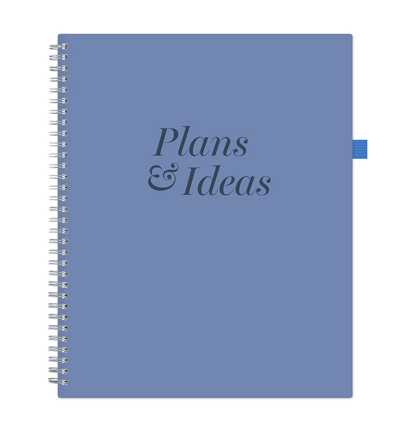 weekly monthly planner featuring the words "Plans & Ideas" printed on the front cover