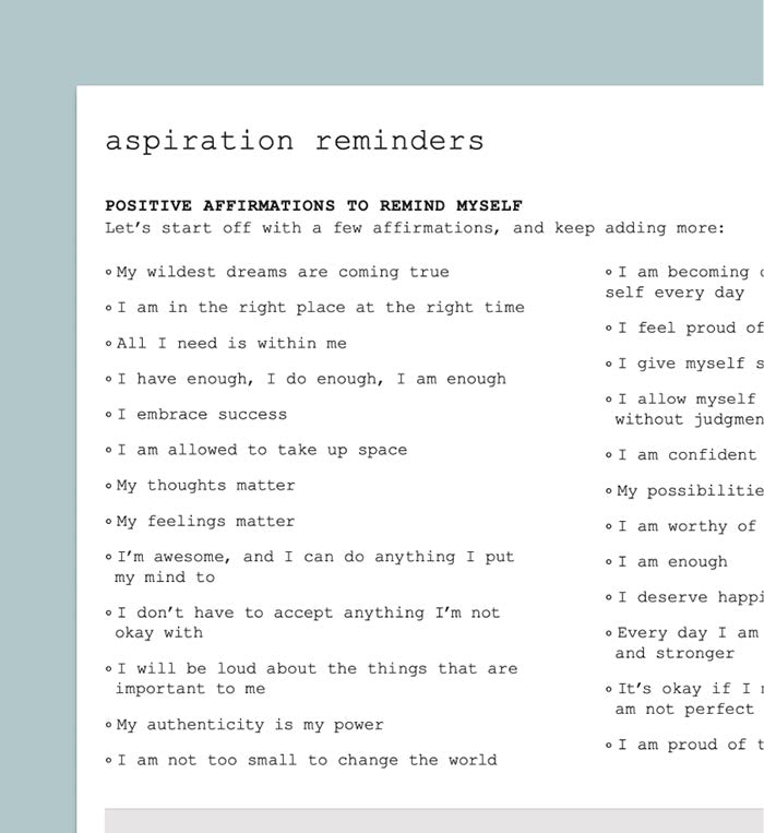 WAAV Printables: Aspiration Reminders