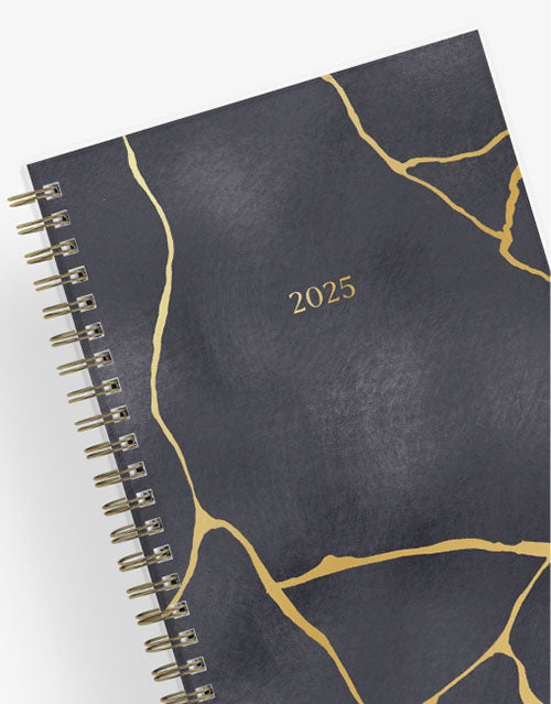 Marie Kondo Kintsugi Charcoal 2025 Weekly Monthly 5x8 Planning Calendar 