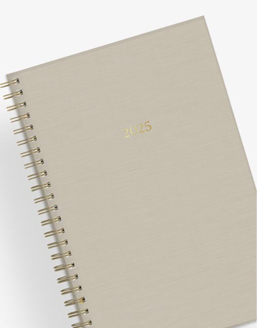 Marie Kondo Natural Fabric Hardcover 2025 Weekly Monthly 5x8 Planning Calendar