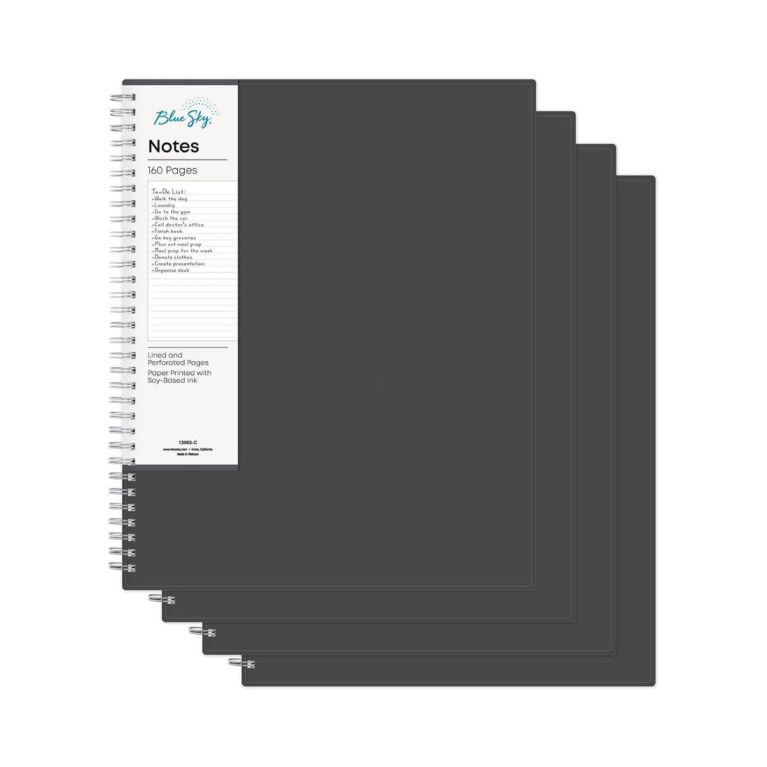 Charcoal Lined Notebook Professional Notes 8.5 x 11 - 4-Pack
