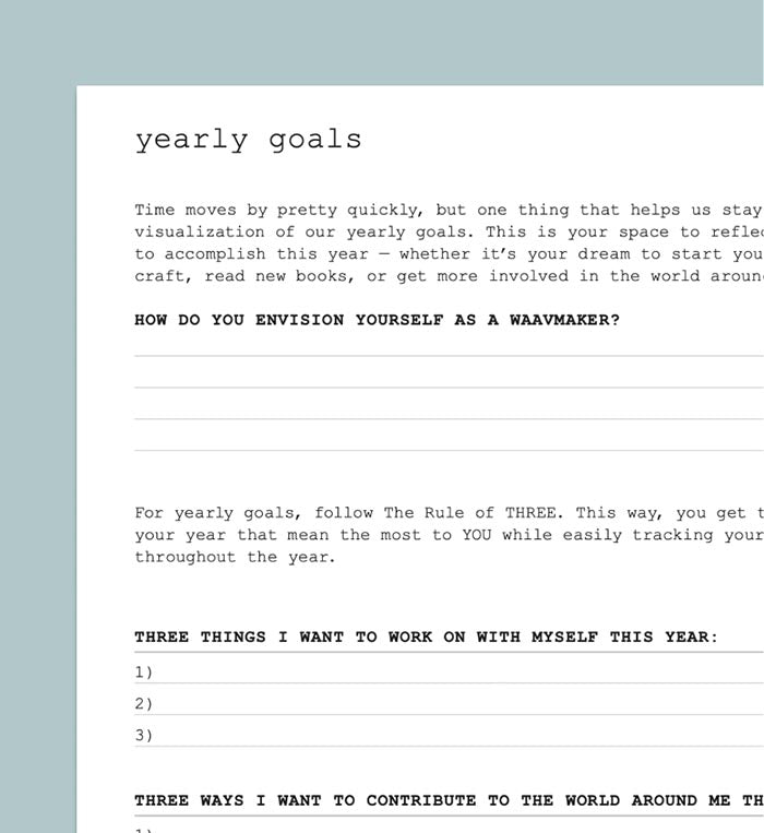 WAAV Printables: Yearly Goals
