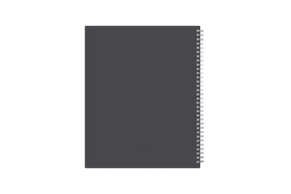 January 2023 to December 2023 weekly planner featuring a solid flexible charcoal back cover, silver twin wire-o, and a compact 8.5x11 size planner