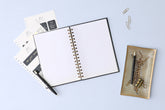 pebble grain notebook in 5.75 x 8.5 size with lined notes pages