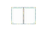 Day designer for blue sky floral notebook featuring ample lined writing space for important dates, notes, to-do lists, bullet points, and mint border.