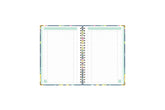 Day designer for blue sky floral notebook featuring ample lined writing space for important dates, notes, to-do lists, bullet points, and mint border.