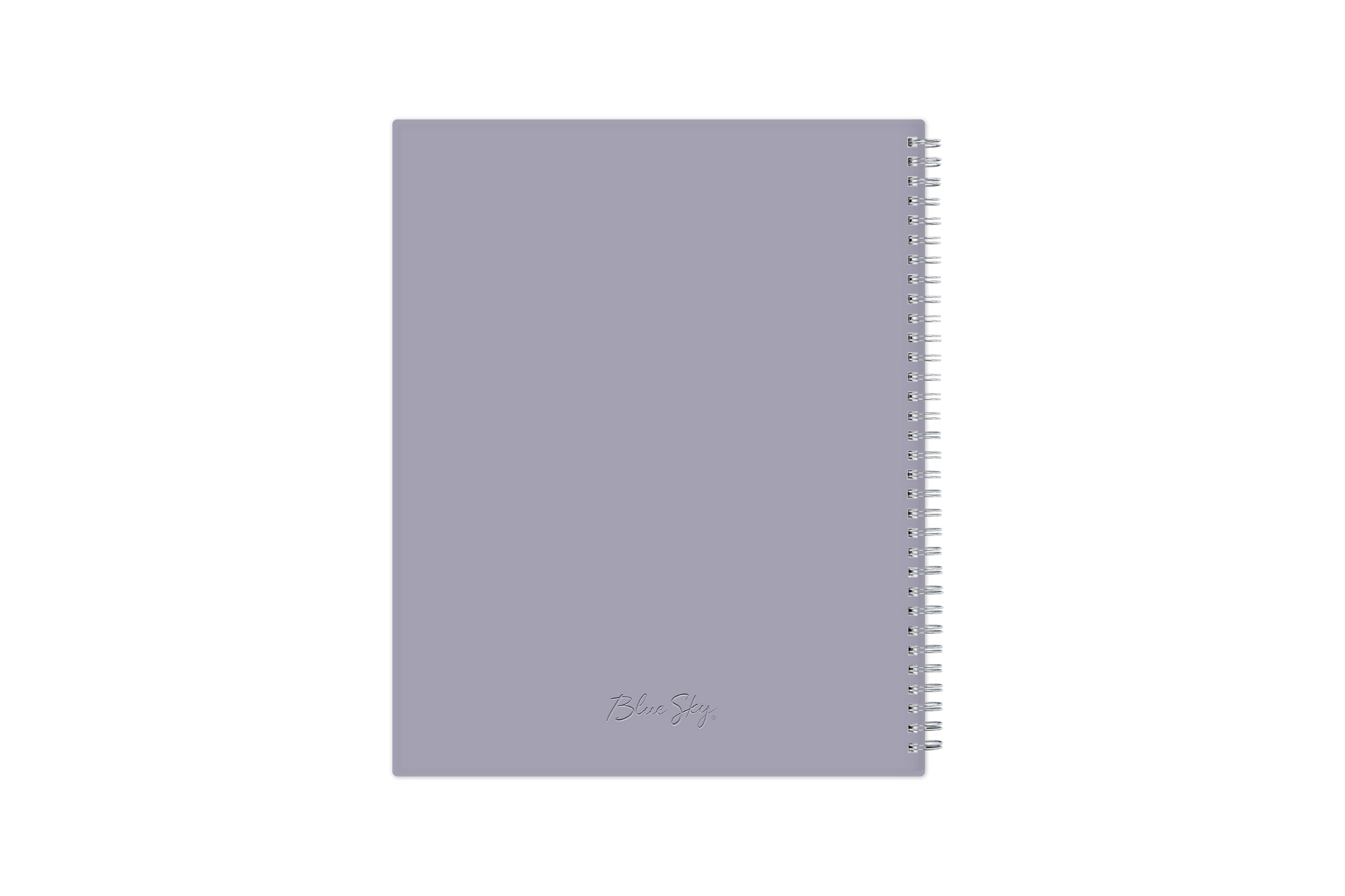 January 2023 to December 2023 weekly planner featuring a solid flexible light purple back cover, silver twin wire-o, and a compact 8.5x11 size planner