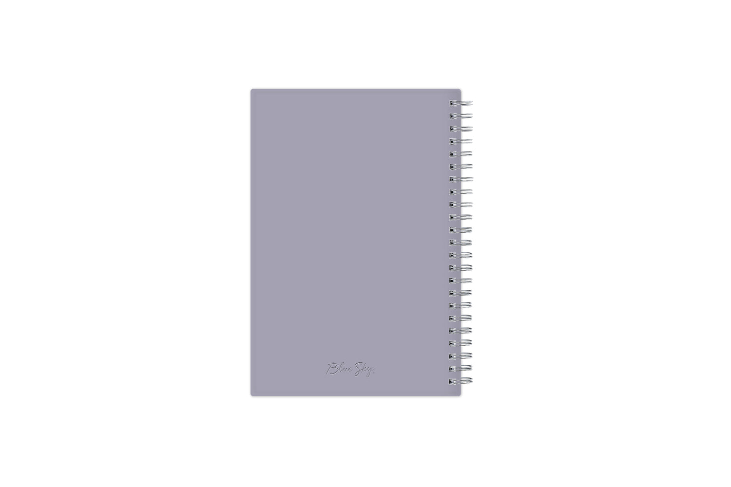 January 2025 to December 2025 weekly planner featuring a solid flexible light purple back cover, silver twin wire-o, and a compact 5x8 size planner