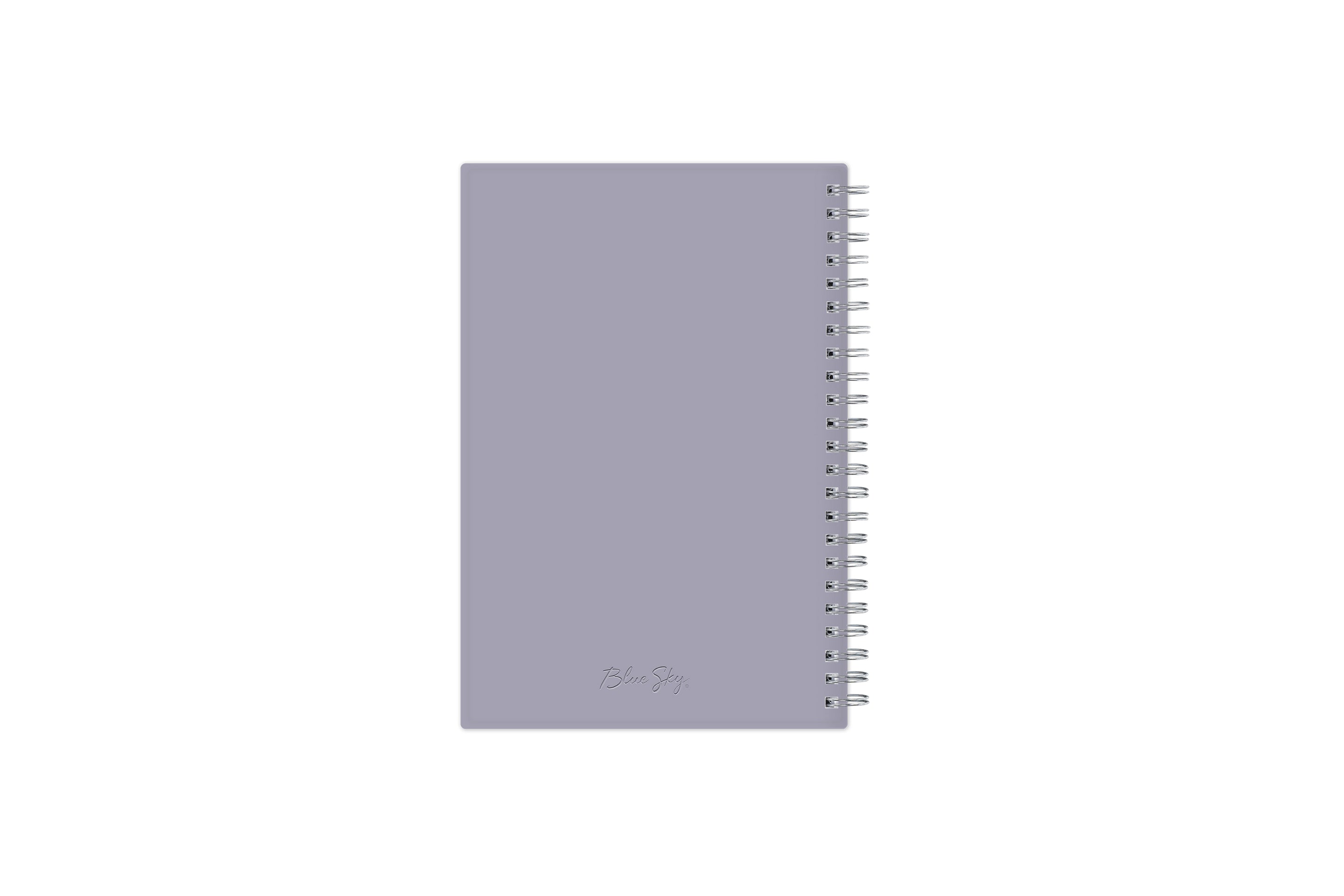 January 2025 to December 2025 weekly planner featuring a solid flexible light purple back cover, silver twin wire-o, and a compact 5x8 size planner