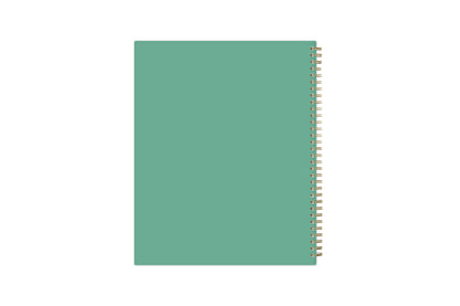 2024 weekly monthly planner featuring a mint green flexible back cover and gold twin wire-o binding