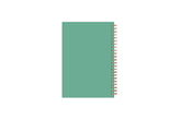 2024 weekly monthly planner featuring a mint green flexible back cover and gold twin wire-o binding