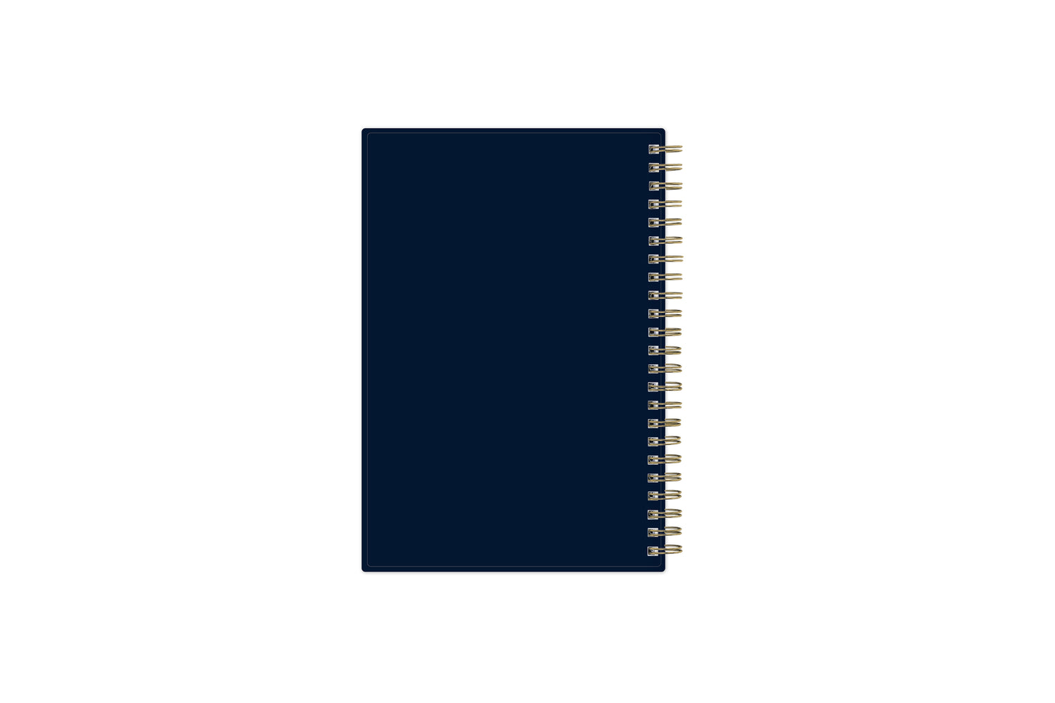 2024 weekly monthly planner from day designer for blue sky featuring a 5x8 planner with gold twin wire-o binding, and dark blue flexible back cover design